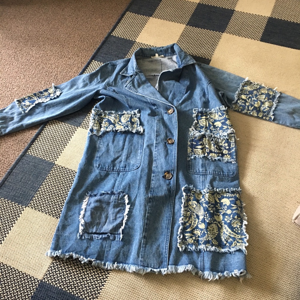 Denim patched coat never worn